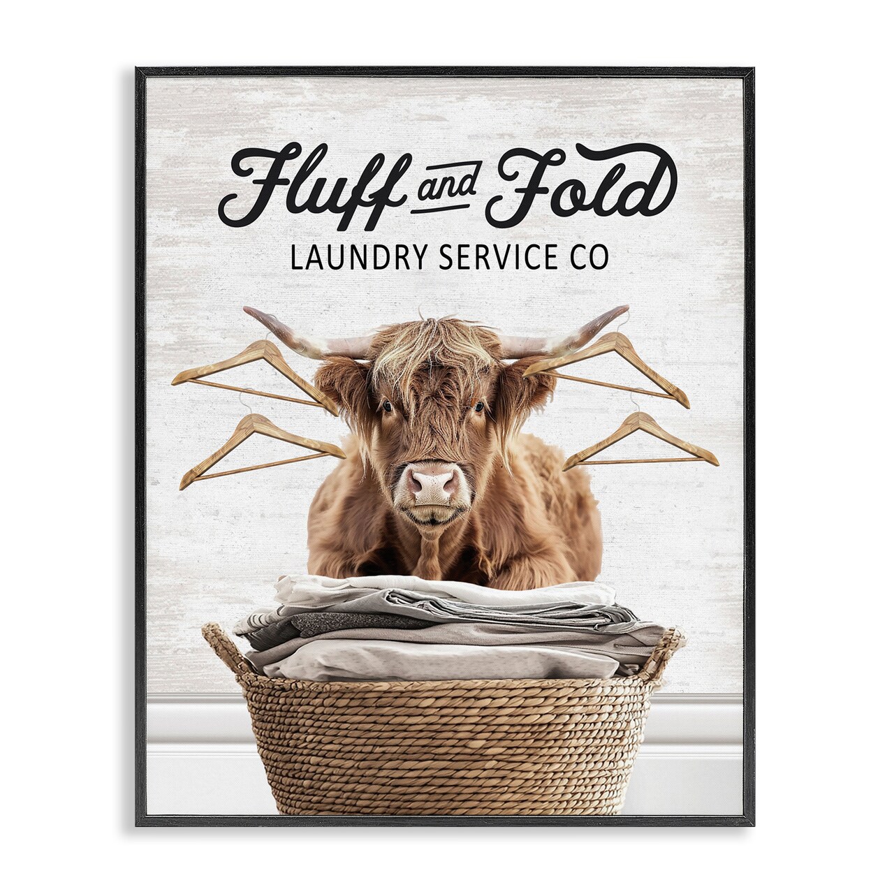 Stupell Industries Vintage Fluff & Fold Cattle Framed Giclee Design by Lettered and Lined